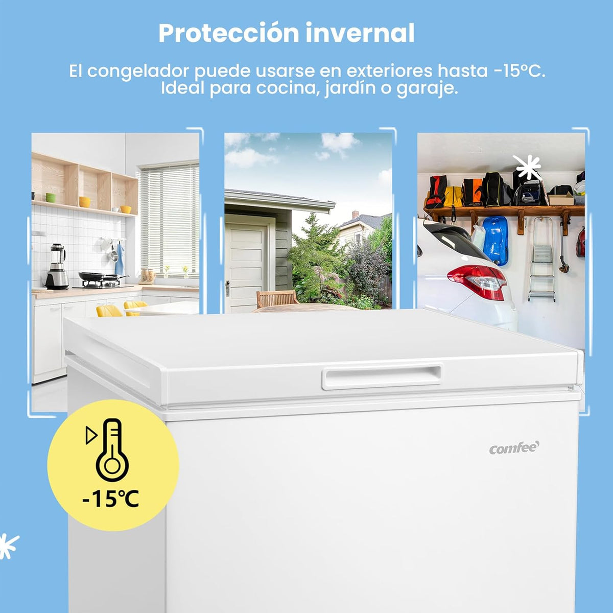 COMFEE RCC102WH2EU(E) Vrijstaande vrieskast, 99 l, om te zetten in vriezer, inverter, 4 sterren, geschikt voor de garage, wit [energieklasse E]