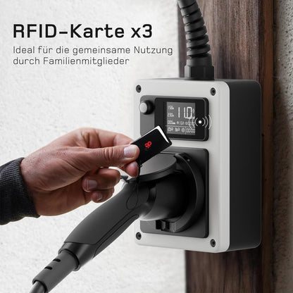 dé Mobiele Wallbox 11kW 16A EV Charger 11kW Laadstation met Travelleradapterset, CEE-stekker en Type 2 Stopcontact, RFID-kaart voor ID.4 ID.5, Model Y/3, E-Up, E-Tron, Zoe en andere EV en PHEV