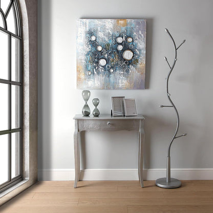 Versa Cagliari Smalle hal of vestibule Entree hal meubilair, Console Tafel, met 1 lade, Afmetingen (H x B x H) 80 x 30 x 80 cm, Hout, Kleur Zilver