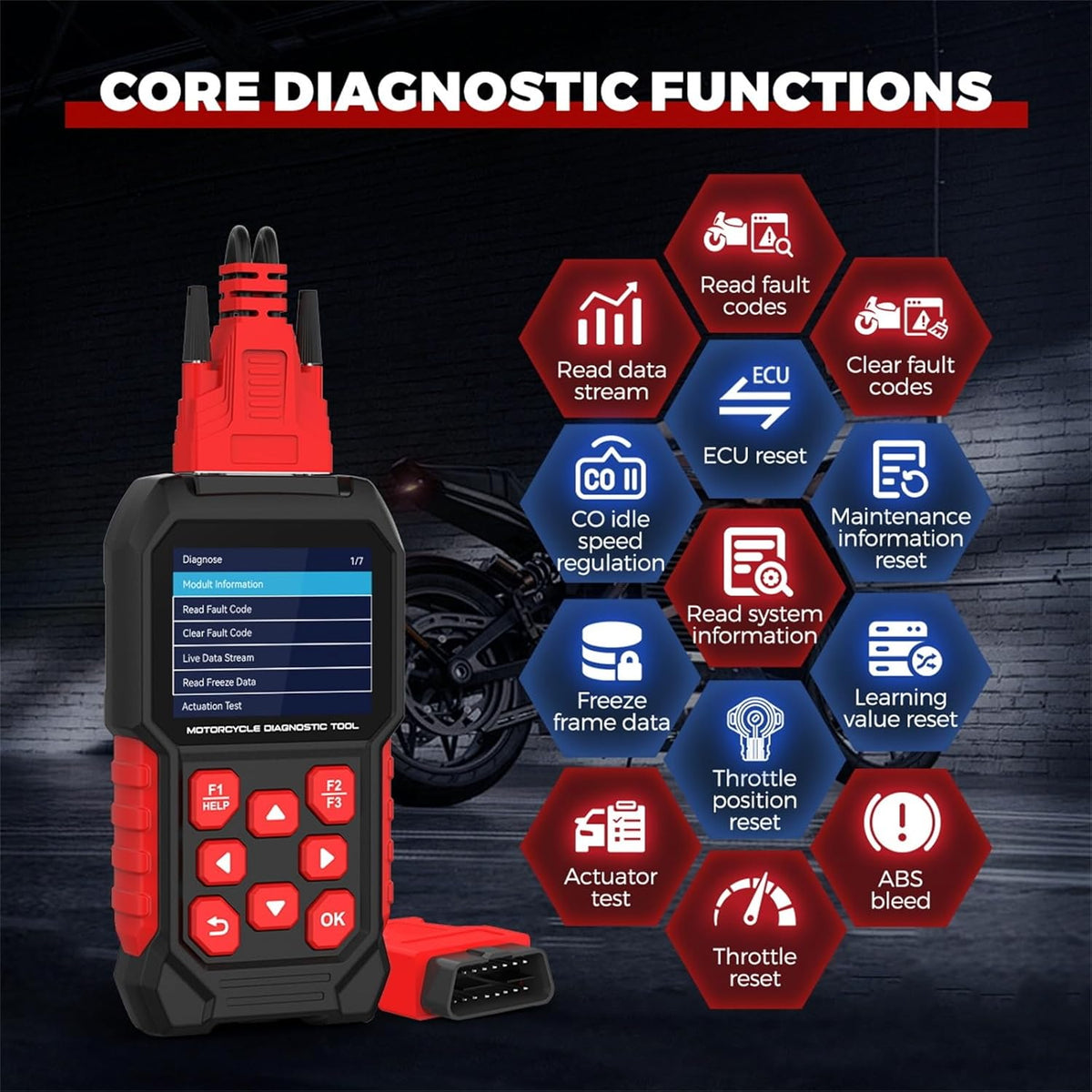 Motorfiets Diagnostisch Gereedschap – Motorfiets Scantool – Code Lezer – Diagnose Scanner – Motorfiets Scanner – Breed Compatibel Met Diverse Merken – Eenvoudig Foutcodes Uitlezen En Wissen