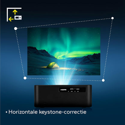 Overmax Multipic 5.2 Beamer – 4K Ondersteuning, Native Full HD 1080P, Smart Projector met Google TV & Google Assistent, Bluetooth/WiFi/Miracast, Auto Keystone, 200" Thuisbioscoop, 7000 Lumen