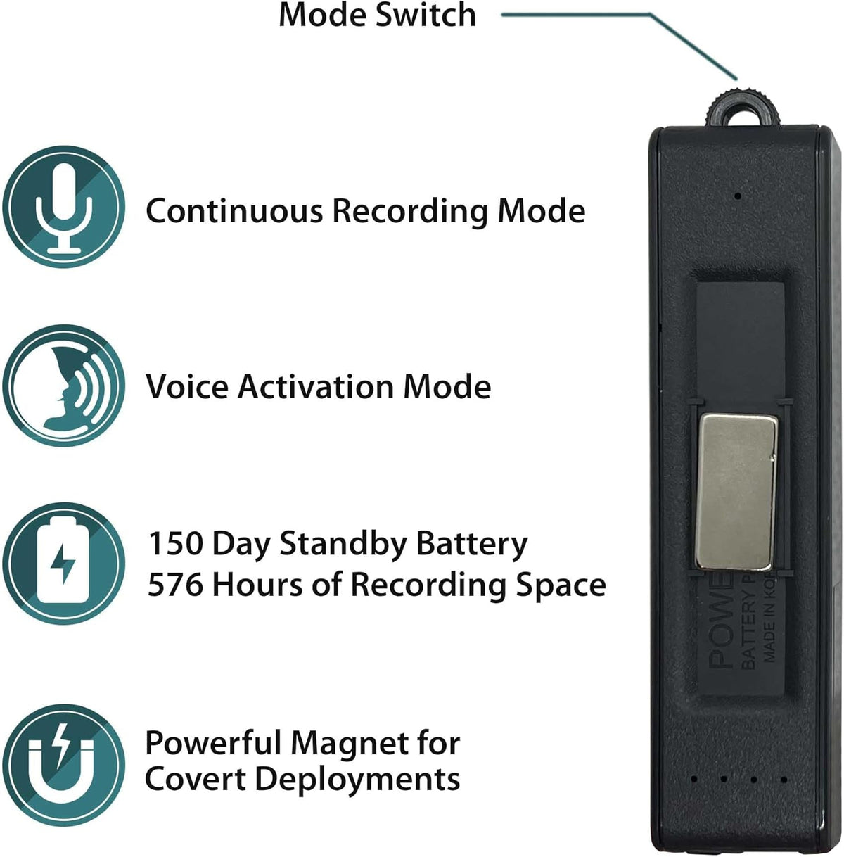 KBANK-OTG Digitale audio-recorder met spraakactivering, 576 uur opname, afspelen op computers, telefoons en tablets