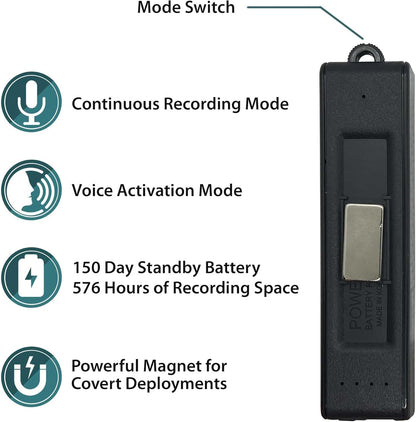 KBANK-OTG Digitale audio-recorder met spraakactivering, 576 uur opname, afspelen op computers, telefoons en tablets