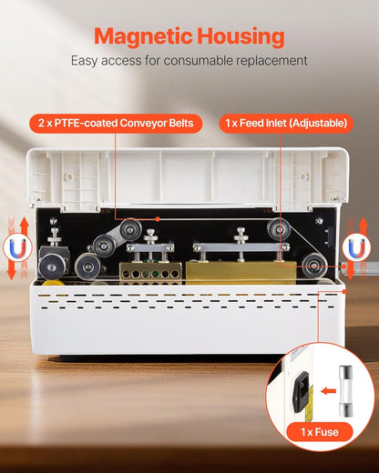 VEVOR Doorlopende sluitmachine, 0,8-1,2 cm afdichtingsbreedte, automatische doorlopende bandsealer met digitale temperatuurregeling, automatische uitschakeling, warmtesealmachine voor 0,0-0,0,008 cm