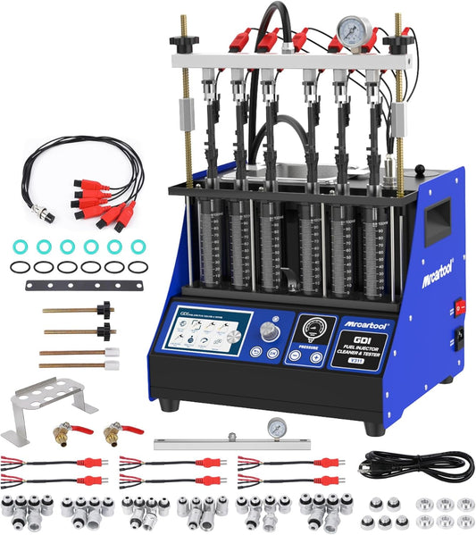 Mr Cartool Ultrasone Inspuitmondreiniger en Tester met 6 Cilinders voor GDI EFI FSI Inspuitmond Auto Brandstof Inspuitmondreiniger Tester voor Voertuigen Motorfiets Brandstof Reinigingsgereedschap