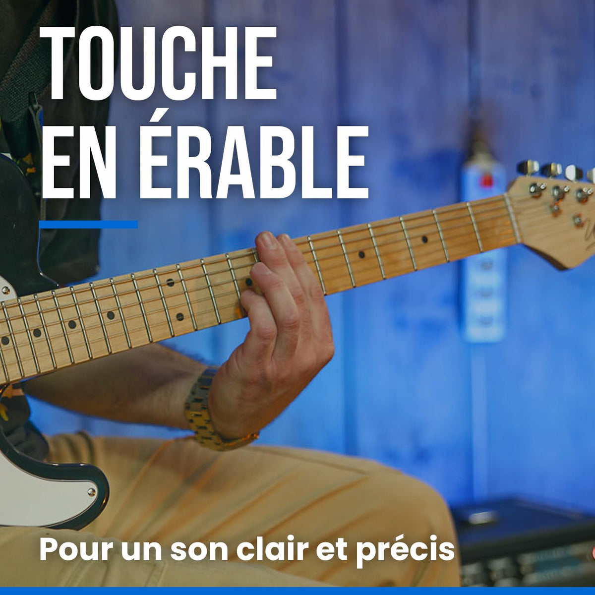 Woodbrass TL100 Elektrische Gitaar Zwart - Veelzijdige Gitaar Ideaal voor Beginners - Lichaam T-vorm Amerikaanse Linde Esdoorn Toets - Country, Hard, Rock