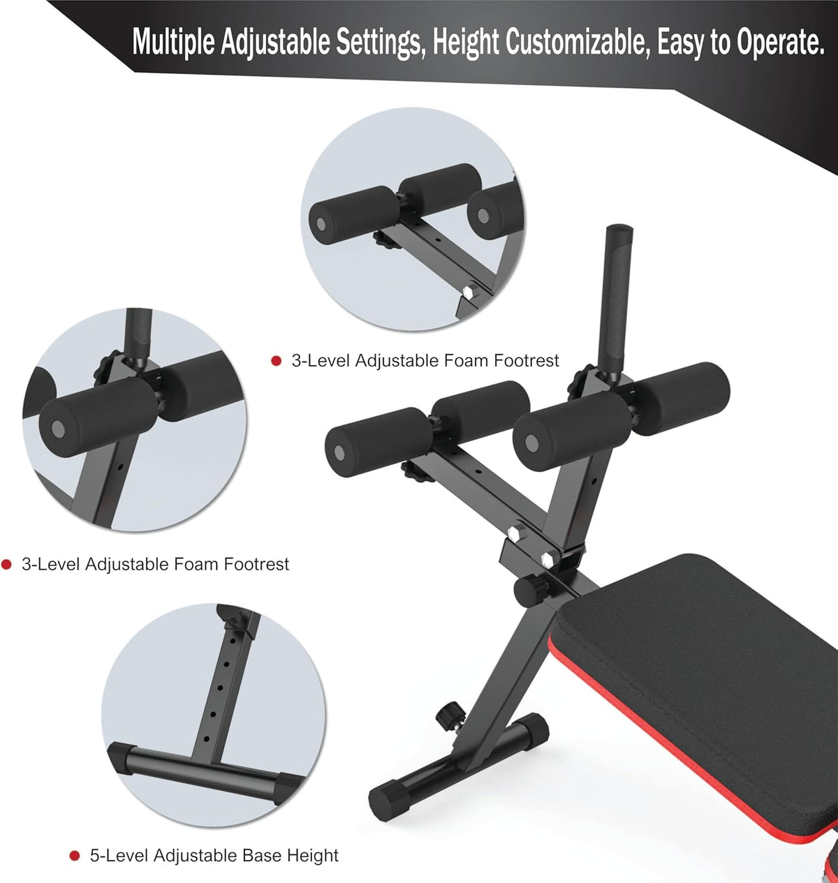 Decline & Flat Bench, opvouwbaar, multi-gear verstelbaar, full body-training, capaciteit van 300 kg