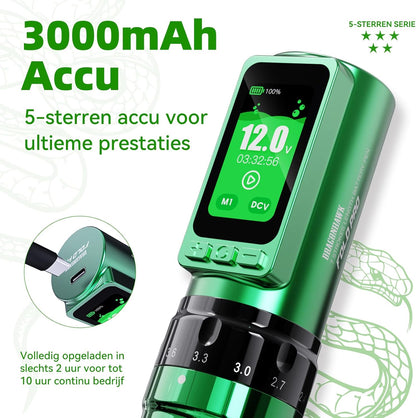Mast Tattoo Gun Pen Machine Kit, Fold Pro Cordless Year of Snake Edition Tattoo Machine, Power Motor by Mcore-C3, 3000mAh Battery Power Supply