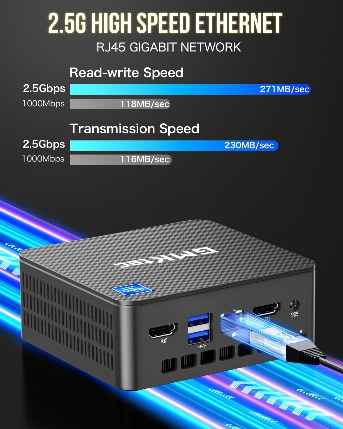 GMKtec Mini PC, G3 PRO Intel Core i3-10110U (Beats 4300U/N150), 16GB DDR4 RAM (Dual Channel) 512GB PCIe M.2 SSD, Desktop Computer 4K Dual HDMI/USB3.2/WiFi 6/BT5.2/2.5GbE for Office, Business