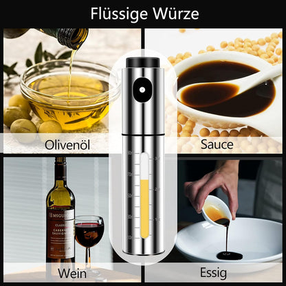 Oliesproeier voor koken, 100 ml roestvrij staal, oliedispenser voor airfryer, keukenaccessoires, oliefles voor salade, barbecue, bakken, braden, grillen