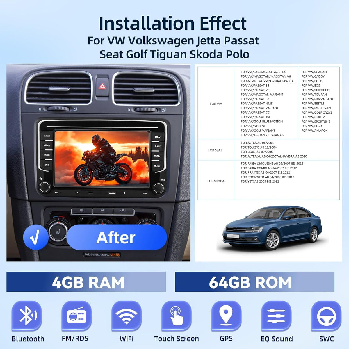 Autoradio – Auto Stereo – Multimedia Speler – Navigatiesysteem – Touchscreen Radio – 7 Inch HD Scherm – Draadloze CarPlay & Android Auto