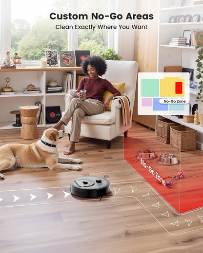 Lefant M330 Pro Robotstofzuiger en Dweilrobot Met 3-In-1 Mapping, Dtof-Navigatie, 5000Pa, Diameter 28 Cm, Obstakelvermijding Psd 190°, App/Alexa/i Watch, Ideaal Voor Haren M