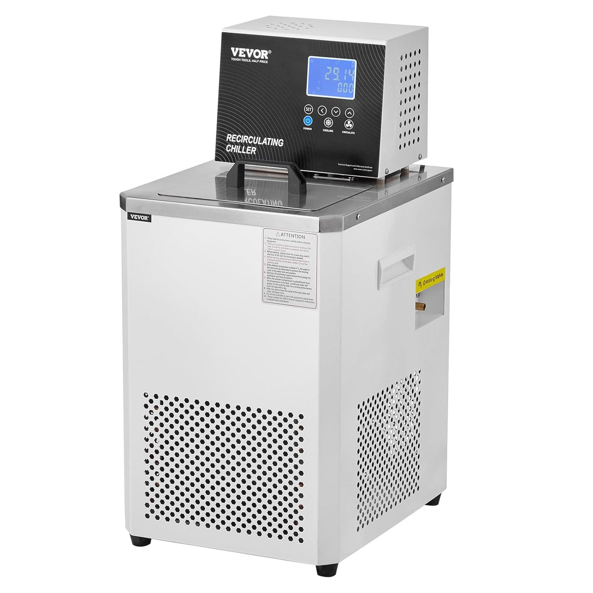 Laboratoriumkoeler – Circulatiekoeler – Koelcirculator – Waterkoeler – Koelmachine – 6L 304 Roestvrij Staal – Temperatuurbereik -5 Tot 100 °C Met LCD-Display