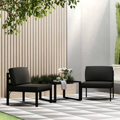LAPOOH 3-Piece Garden Bench Set with Cushions Made of Aluminium, Anthracite, Garden Lounge, Outdoor Lounge Set, Garden Furniture 318307 - QUORE