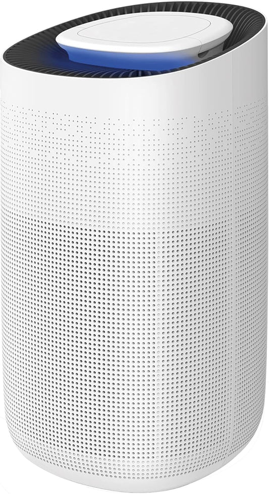 Essentials Luchtreiniger, virussen, filtering tot 99,95%, luchtreiniger voor mensen met allergieën, reinigt ruimtes tot 60 m2, luchtverfrisser met bediening via app, kleur: wit, met HEPA13-filter