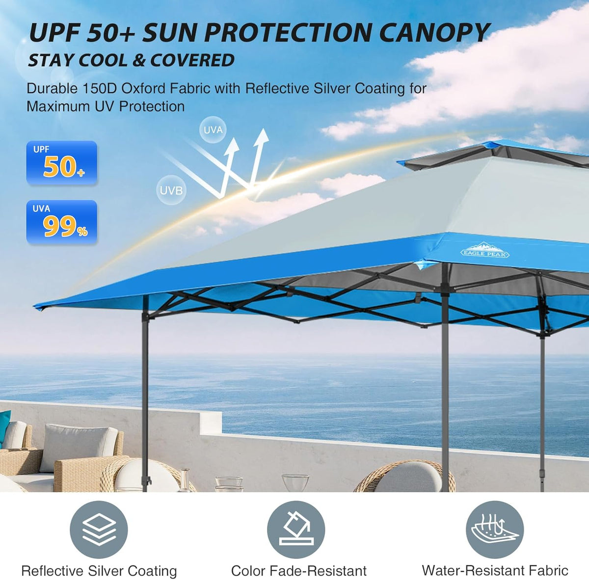 EAGLE PEAK 13x13 Rechte been pop-up luifel tent instant outdoor luifel eenvoudige enkele persoon set-up opvouwbare schuilplaats w/automatische uitschuifbare dakrand 169 vierkante voet schaduw