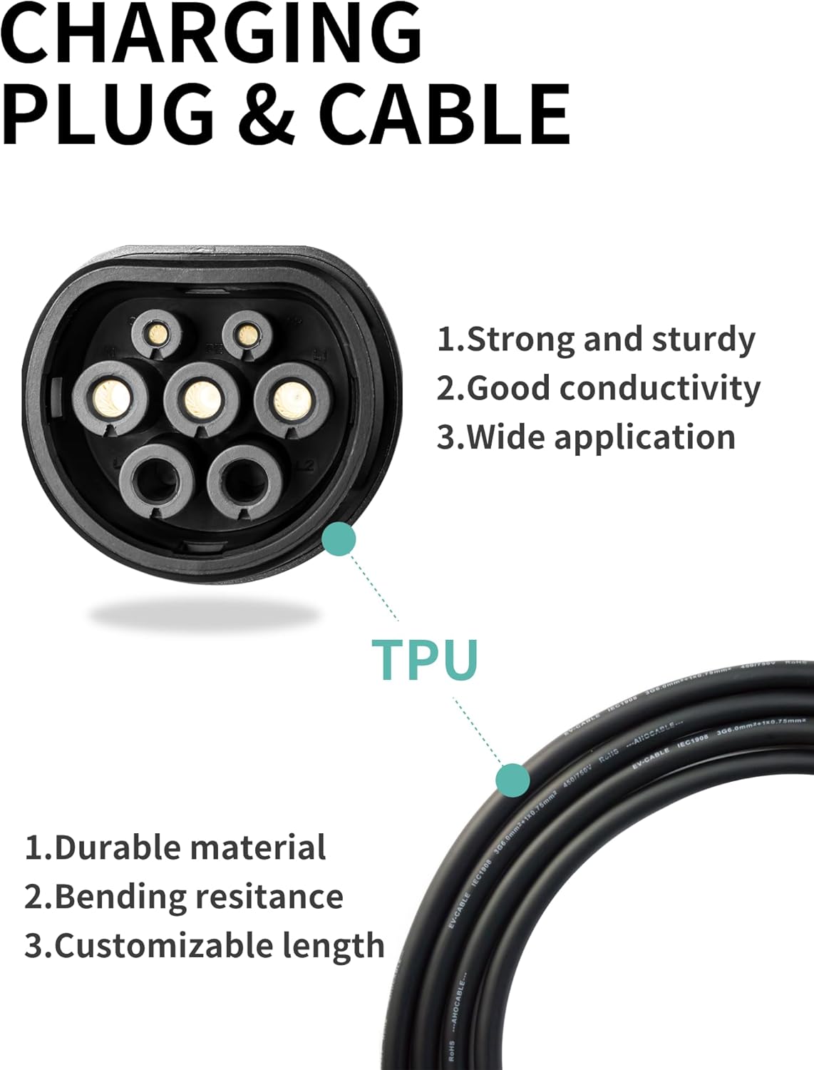 EV-oplader – Elektrische Autolader – Draagbare Laadkabel – Thuislader – Laadstation – 7 kW Enkelfasig – 10 Meter Kabel