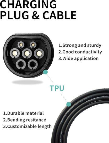 EV-oplader – Elektrische Autolader – Draagbare Laadkabel – Thuislader – Laadstation – 7 kW Enkelfasig – 10 Meter Kabel