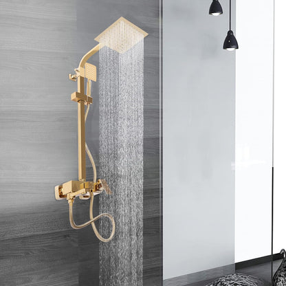 Regendoucheset Gouden Doucheset Douchekop Douchesysteem Retro Douche – Verstelbare Hoogte 80-113 cm – Koper & Roestvrij Staal