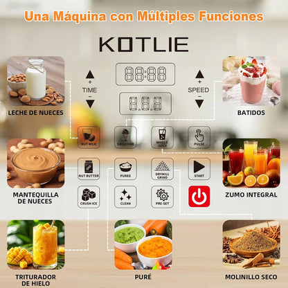 KOTLIE NY-8088EJA Huishoudelijke tafelmixer, 2L grote capaciteit, 7 voedselfuncties, met zelfreinigende functie (zonder verwarming)