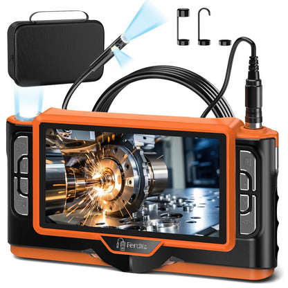 7" IPS Endoscoopcamera met licht, 1920P HD dubbele lens - IP68 waterdichte inspectiecamera, 8+1 LED buiscamera, semi-flexibele kabel met zaklamp, auto, leidingen & huis, plug & play - 5m/16ft
