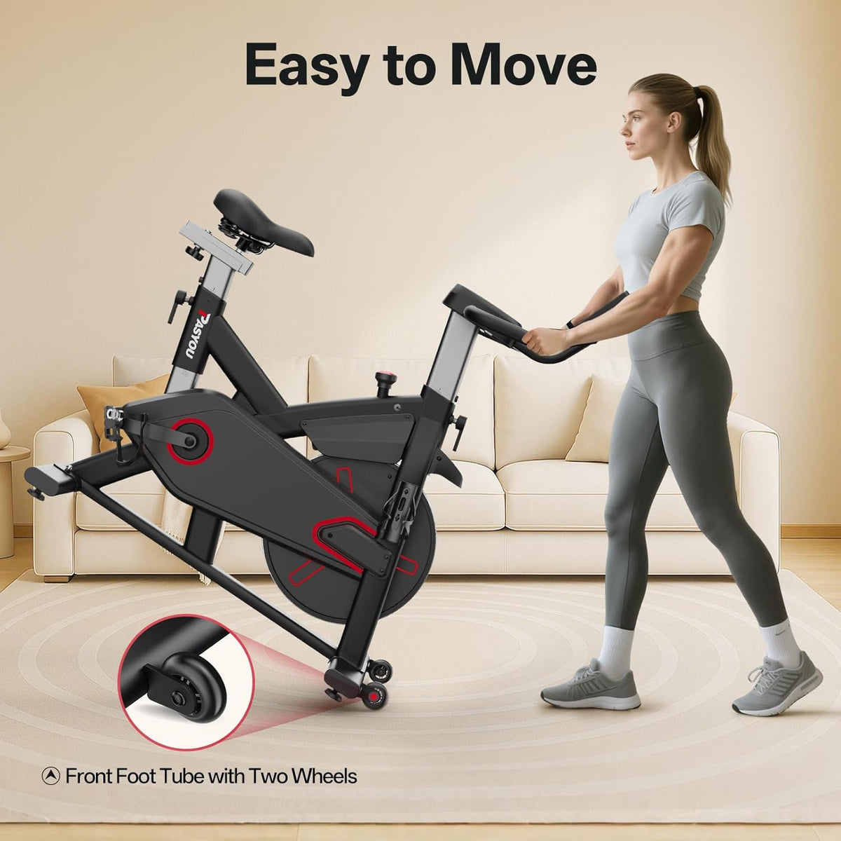 PASYOU Hometrainer, Indoor Spinning Bikes Voor Thuisgebruik, Hometrainer met Magnetische Weerstand, Spinning Bikes met LCD-scherm en Tablethouder, Fitnessfiets van 136kg/300lb