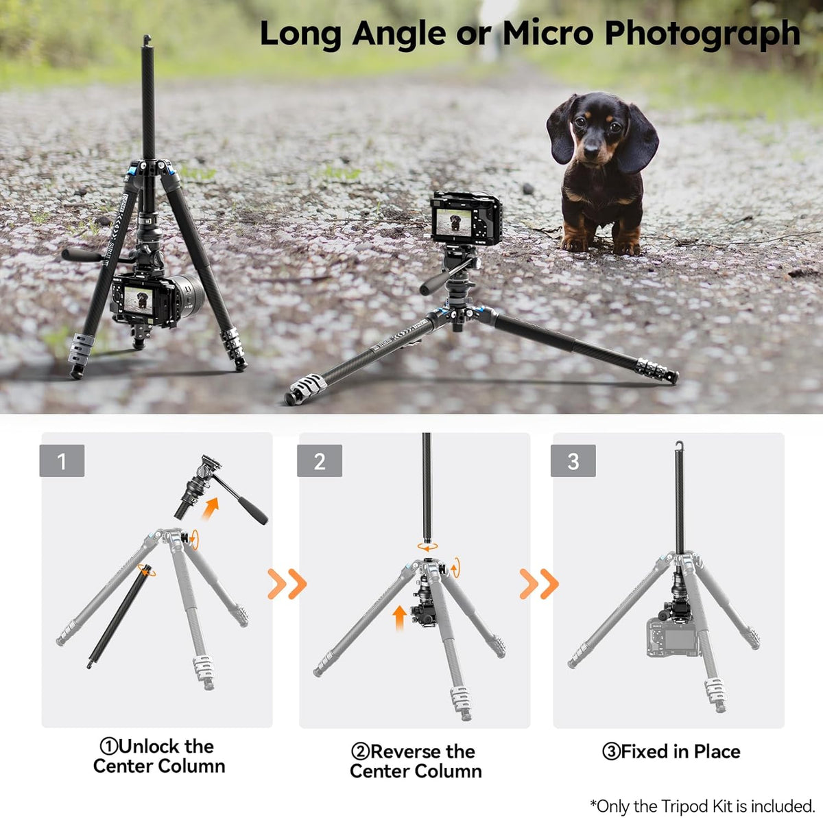 Statief – Reisstatief – Camerastatief – Fotostatief – Videostatief – Koolstofvezel, Vloeistofkop – Lichtgewicht 1,43 Kg, 152 Cm