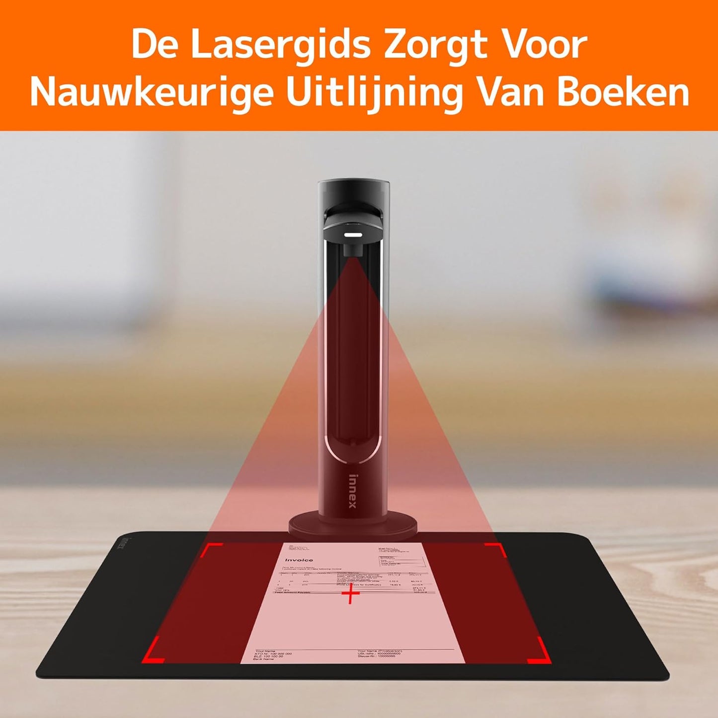 Innex DS200 USB-boekscanner, 26MP, A3-documentenscan, OCR 120+ talen, auto-vlak & uitlijnen, vingerverwijdering, microfoon & LED, handknop & voetpedaal, Win/MacOS