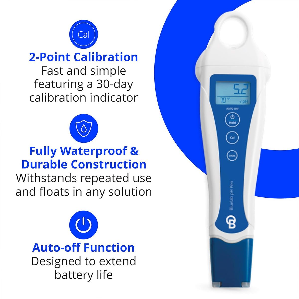 Bluelab pH-Pen & Care Kit met kalibratieoplossing, opslag en kwast – digitale tester voor pH & temperatuur in bodem/oplossingen, zorgt voor optimale gezondheid van planten en opbrengst