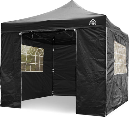 All Seasons Gazebos Robuust vouwpaviljoen, volledig waterdicht, met 4 zijwanden en accessoireset, zwart, 3 x 3 m