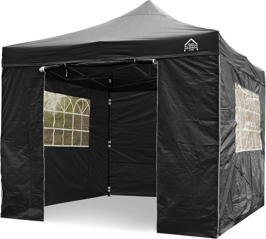 All Seasons Gazebos Robuust vouwpaviljoen, volledig waterdicht, met 4 zijwanden en accessoireset, zwart, 3 x 3 m