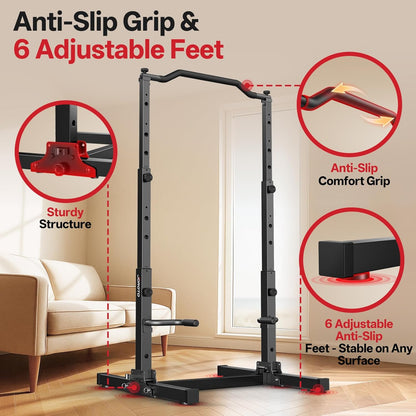 JOROTO Foldable Power Tower Dip Station, Height Adjustable Freestanding Pull-Up Station, 5 in 1 Multifunctional Home Gym Fitness Station, 172kg Load Capacity - QUORE