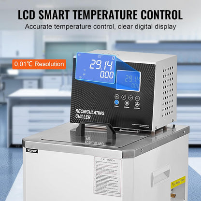 Laboratoriumkoeler – Circulatiekoeler – Koelcirculator – Waterkoeler – Koelmachine – 6L 304 Roestvrij Staal – Temperatuurbereik -5 Tot 100 °C Met LCD-Display