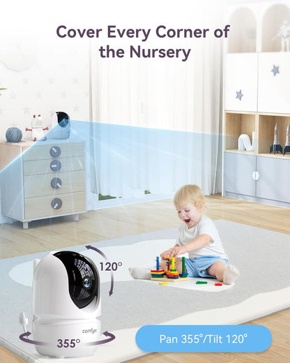 Babyfoon met 1080p camera, 7 inch, 720P HD-video, babymonitor met camera zonder wifi, 6000 mAh batterij, IR-nachtzicht, groothoeklens, 2-weg audio, vox-modus, 300 m bereik