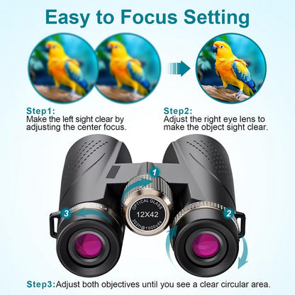 verrekijker, met BAK4-prisma's en FMC-coating, verrekijker voor volwassenen, high-definition, geschikt voor vogels spotten, wandelen, concerten en reizen.
