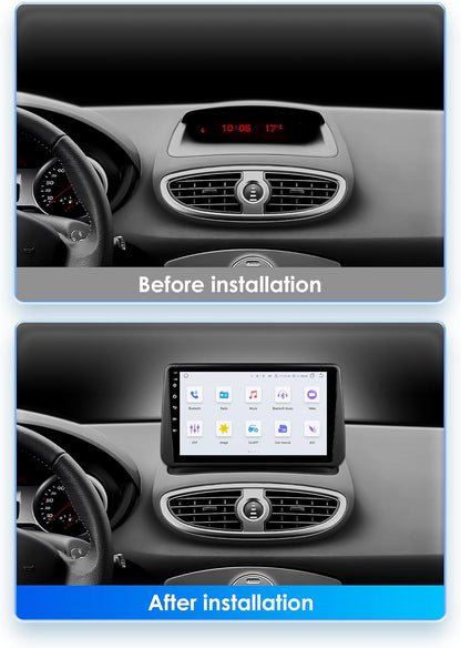 Hizpo Android 13 autoradio voor Renault Clio 3 2005-2014, 8-Core 4G + 32G GPS navigatie 9 inch QLED touchscreen met CarPlay Android Car Bluetooth WiFi 4G LTE DSP spiegel Link FM/AM
