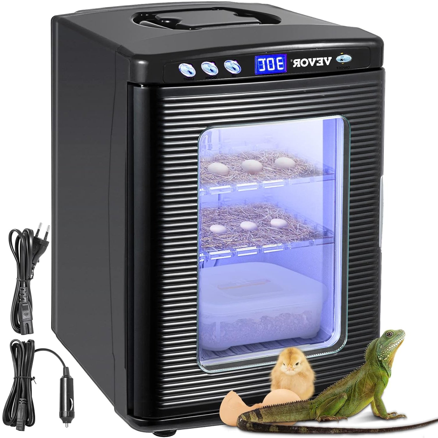 Happybuy Scientific Lab Incubator, 25 Litres, Cooling and Heating, 5-60°C, 12V/110V, Works for Small Reptiles, Black - QUORE