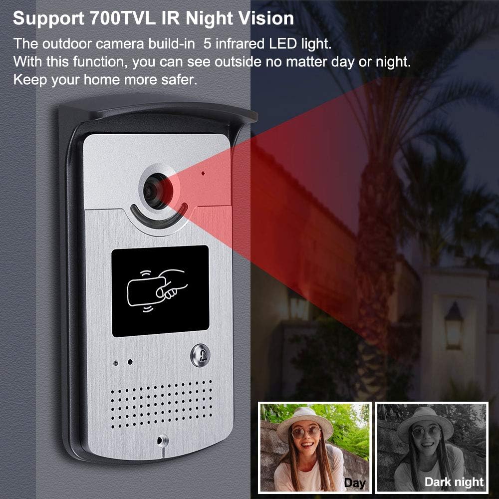 2 Monitor Home Intercom Video Deurtelefoon RFID Camera Toegangscontrole Systeem 7 ''TFT Kleurenschermen Ondersteuning EM Unlocking+10 stks ID Blauwe Keyfob (1 camera 1 monitor)