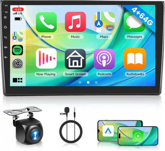 4+64G Android Car Radio for Audi A4 S4 RS4 B6 B7 8E 2000-2009 9 Inch Wireless Carplay Car Radio with Android Car Navi GPS Mirror Link Bluetooth FM/RDS/DAB/DVR/32 EQ/USB Steering Wheel Control - QUORE