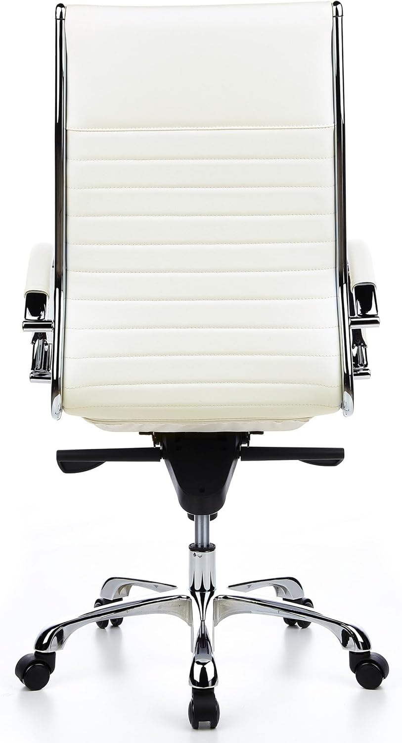 hjh OFFICE Parma 20 660510 Bureaustoel, managersstoel, leer, crème, design klassiek, hoogwaardige afwerking, hoge rugleuning, ergonomische bureaustoel, draaistoel, XXL managersstoel