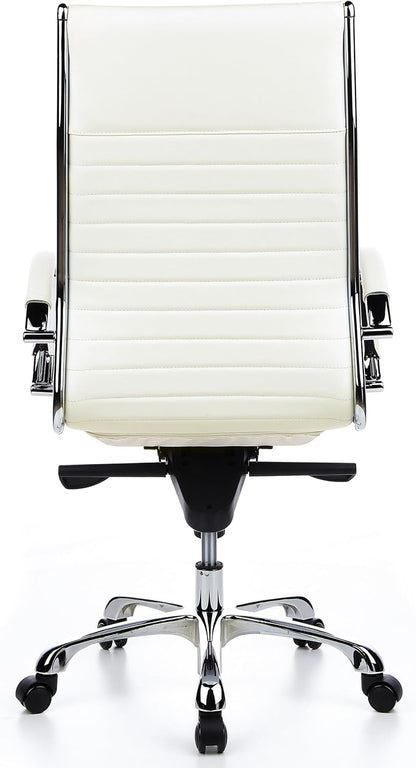 hjh OFFICE Parma 20 660510 Bureaustoel, managersstoel, leer, crème, design klassiek, hoogwaardige afwerking, hoge rugleuning, ergonomische bureaustoel, draaistoel, XXL managersstoel