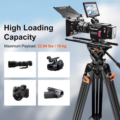 Statief Camera 186 Cm – Camerastatief – Fotostatief – Videostatief – Driepootstatief – 360° Draaibaar & +90°/-75° Kantelbaar – 10 Kg Draagvermogen