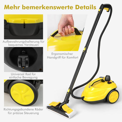 FANTASK 2000 W stoomreiniger incl. 13 accessoires, stoomdruk: max. 5 bar, temperatuur: tot 160 °C, oppervlaktevermogen: 108 m², tank: 1,8 l, opwarmtijd: 8 min
