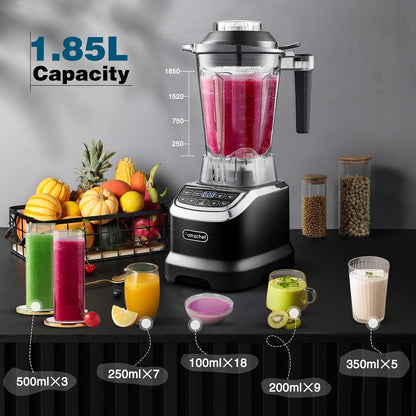 AMZCHEF 2-in-1 blender met twee mixcontainers - krachtige mixer 1800 W