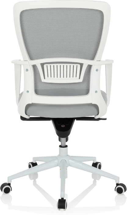 hjh OFFICE 760016 bureaustoel ESTRIA stof lichtgrijs/wit bureaustoel met netrug, in hoogte verstelbaar, 107 x 56,5 x 58 cm