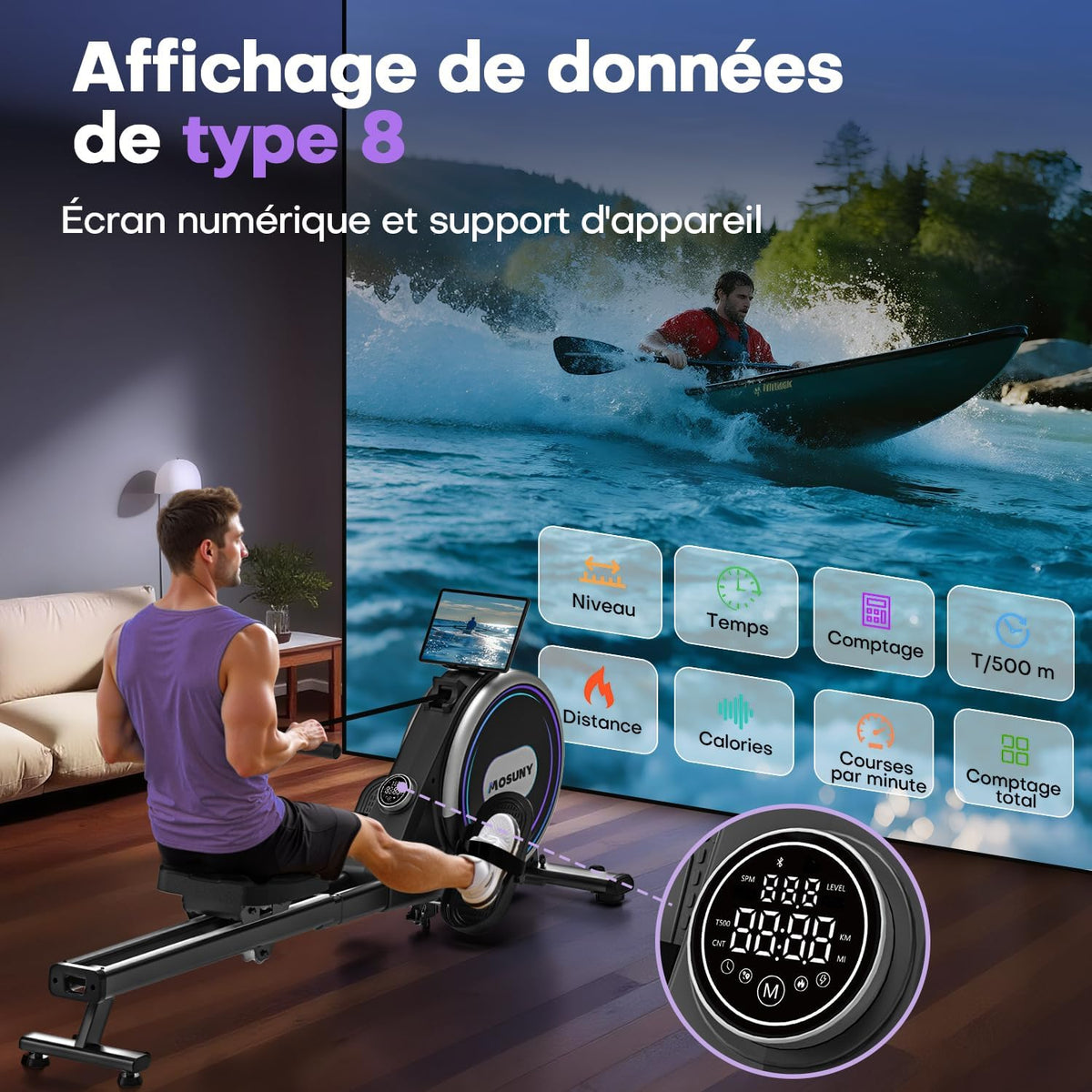 Rowing machine for strength training in the apartment - QUORE