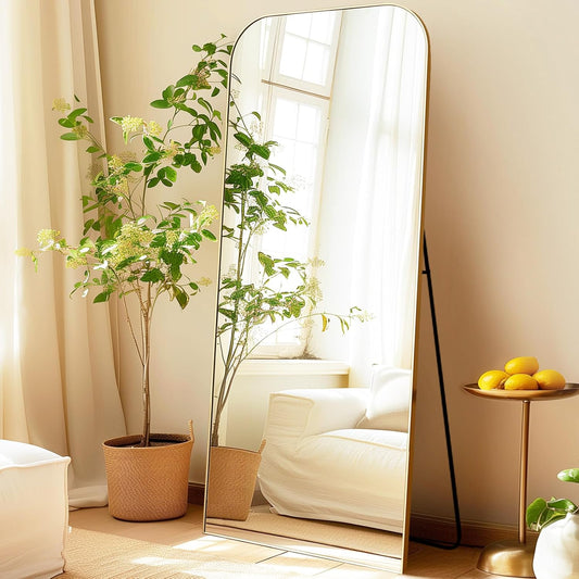 Vloerspiegel – Staande Spiegel – Passpiegel – Wandspiegel – Volledige Lengte Spiegel – Extra Groot 180x76 cm – Goudkleurig Aluminium Frame
