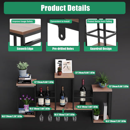 Metal Wine Bottle Holder Restaurant Bottle Rack Wine Bottle Rack Wall Mounted Wall Wine Rack W/ Glass Holder Vintage Bar Wooden Rack New Out Dining Room Wall Bar Wine Racks Kitchen - QUORE