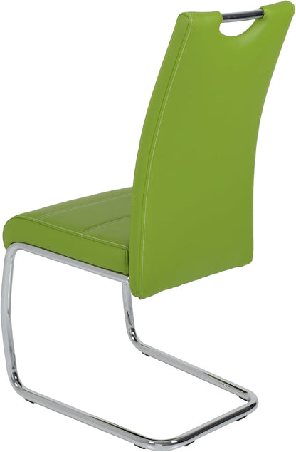 Apollo Set van 2 schommelstoelen, keukenstoel Flora, kunstleder groen, handgrepen, verchroomd metalen frame, 42 x 57 x 98 cm