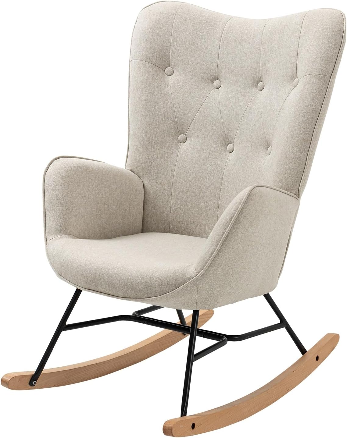 MEUBLE COSY Hollywood schommelstoel voor de tuin, relax voor terras en balkon, Scandinavisch design met poten van hout en metaal, bekleding niet waterdicht